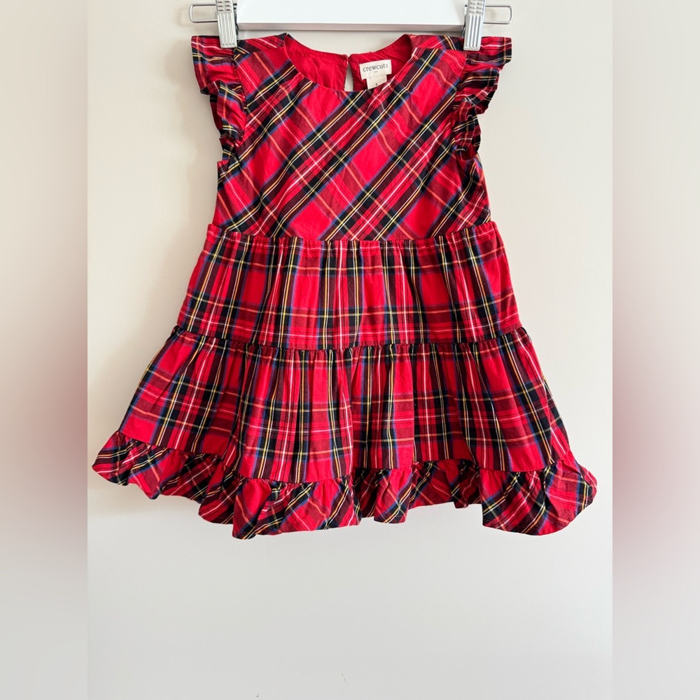 Crewcuts Girls' Tartan Ruffle Tiered Dress Holiday Christmas Plaid Sz 3 - Picture 5 of 13